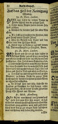 Auf das Fest der Reinigung.