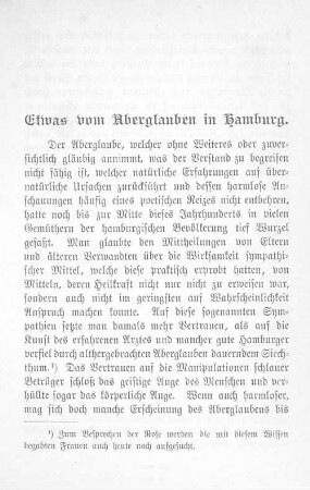 Etwas vom Aberglauben in Hamburg.