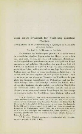 Ueber einige irrtümlich für wildblütig gehaltene Pflanzen