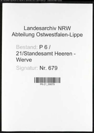 Sterberegister Standesamt Heeren-Werve