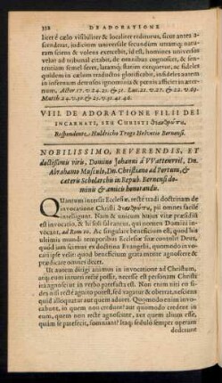 VII. De Adoratione Filii Dei Incarnati ...