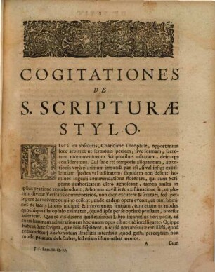 Cogitationes de S. Scripturae stylo