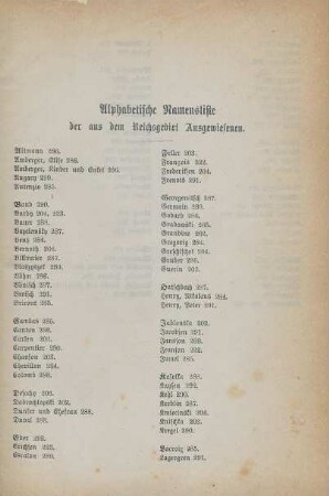 Alphabetische Namensliste der aus dem Reichsgebiet Ausgewiesenen