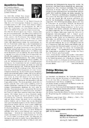 Wichtige Mitteilung des Zentralausschusses