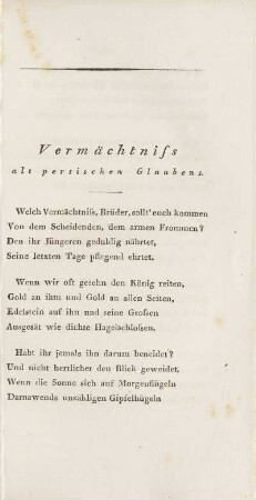Vermächtniss alt persischen Glaubens (unvollständig)