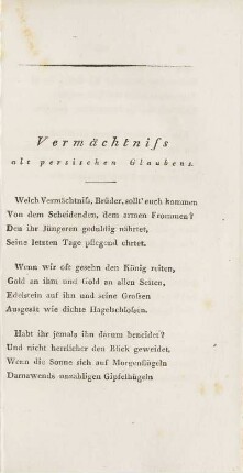 Vermächtniss alt persischen Glaubens (unvollständig)