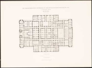 Reichstag, Berlin Zweiter Wettbewerb: Grundriss EG (aus: Die preisgekrönten Entwürfe zu dem neuen Reichstagsgebäude, Berlin 1882)