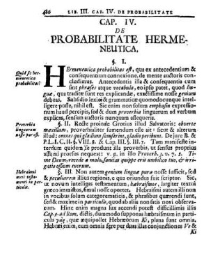 Cap. IV. De Probabilitate Hermeneutica