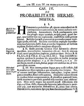 Cap. IV. De Probabilitate Hermeneutica