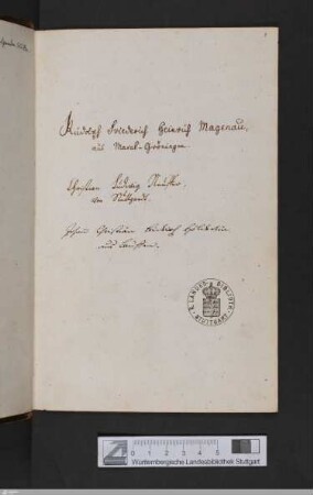 Eigenhändige Namenseinträge von Magenau, Neuffer und Hölderlin