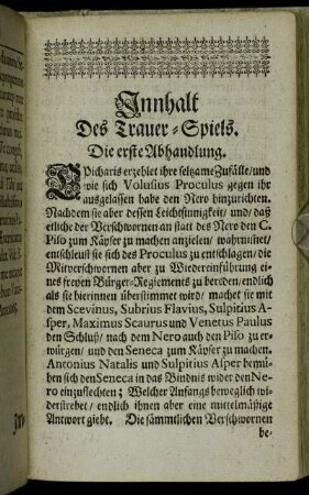 Innhalt Des Trauer-Spiels.