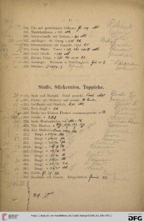 Stoffe, Stickereien, Teppiche (Nr. 244- 269)