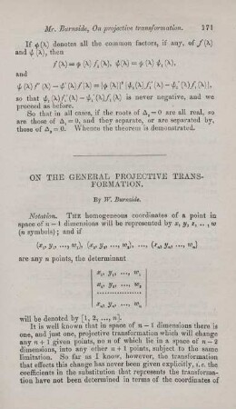 On the general projective transformation.