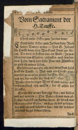 Vom Sacrament der H. Tauffe.
