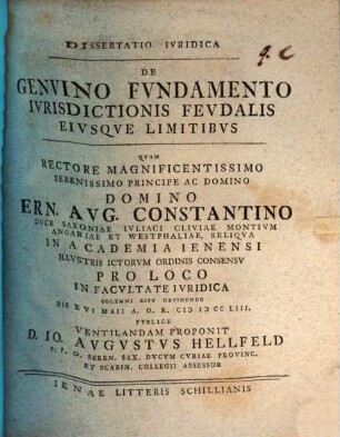 De genuino fundamento iurisdictionis feudalis eiusque limitibus