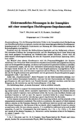 Elektronendichte-Messungen in der Ionosphäre mit einer neuartigen Hochfrequenz-Impedanzsonde