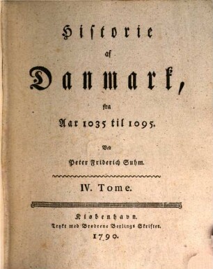 Historie af Danmark, 4. Fra Aar 1035 til 1095
