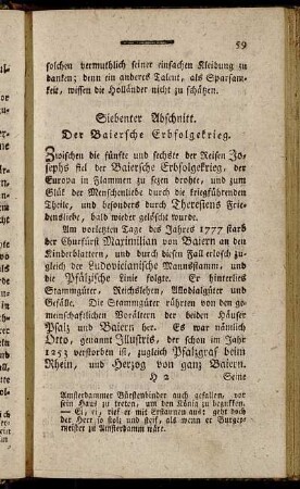 Siebenter Abschnitt. Der Baierische Erbfolgekrieg.