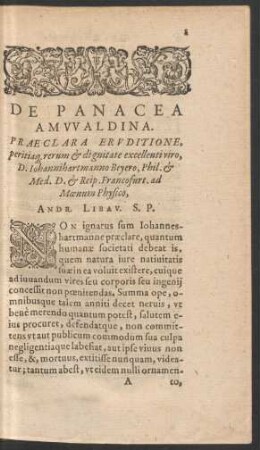 De Panacea Amwaldina.