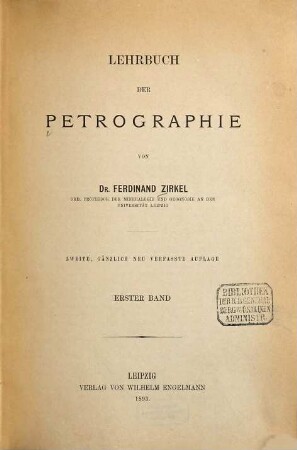 Lehrbuch der Petrographie, 1