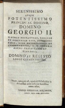 Serenissimo atque potentissimo principi ac domino, domino Georgio II.[...]