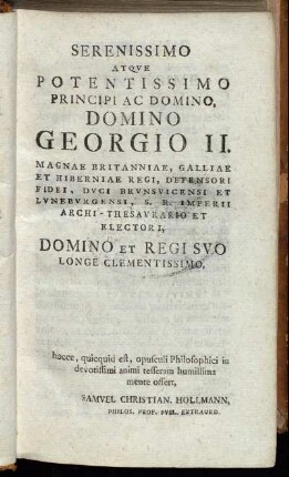 Serenissimo atque potentissimo principi ac domino, domino Georgio II.[...]