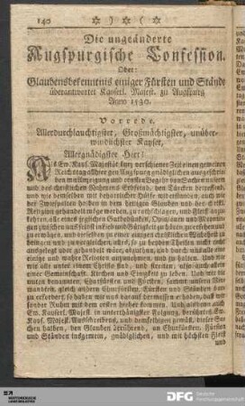 Die ungeänderte Augspurgische Confession