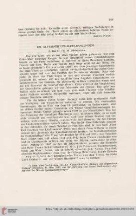Die Altwiener Gemäldesammlungen : (I. Das 17. und 18. Jahrhundert)