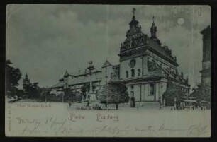 Ansichtskarte von Hofmannsthal an seine Mutter Anna v.H. mit Ansicht des "Plac Bernardyński" in Lemberg (Lwiw)