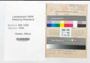 Entnazifizierung Alfons Venker , geb. 30.11.1910 (Polizist)