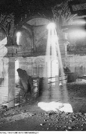 Dresden-Altstadt, Kreuzkirche. Wiederaufbau (1946-1955; F. Steudtner). Verschiedene Ansichten, Blicke vom Turm, Panorama nach Elbseite, 1950