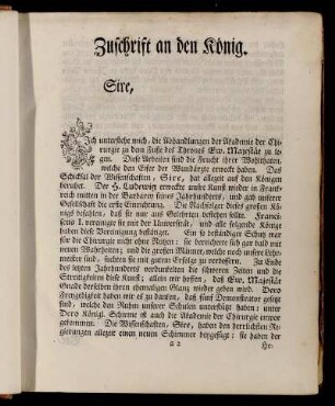 Zuschrift an den König.