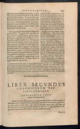 Liber Secundus Chronicorum Seu Paralipomenon.