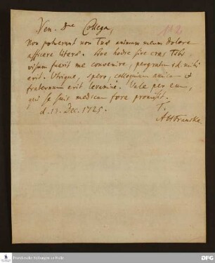 Brief von August Hermann Francke an Joachim Lange.