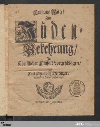 Heilsame Mittel zur Juden-Bekehrung