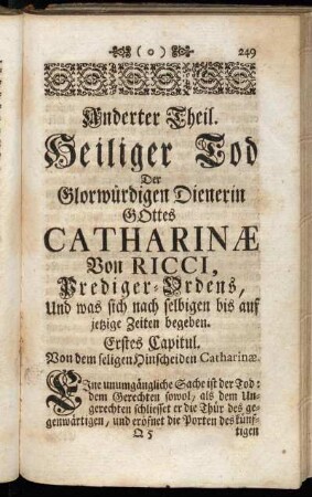 Erstes Capitul. Von dem seligen Hinscheiden Catharinæ.