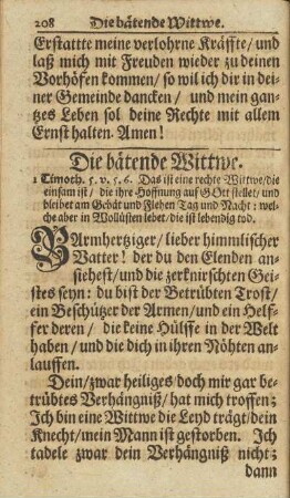 Die bätende Wittwe.