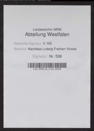 Ansprache bei der Vermählung Vinckes mit Eleonore von Syberg
