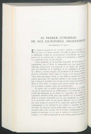 El Primer Congreso de los Escritores Argentinos