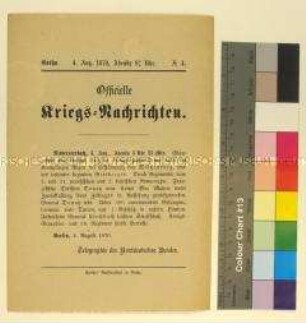 Kriegsdepesche des Norddeutschen Bundes über die Kriegsereignisse vom 4.8.1870 bei Weißenburg