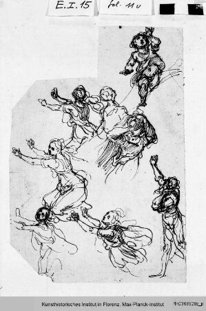 Skizzen für mehrere Vordergrundfiguren für "Der Sturz des Simon Magus"