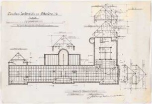 Collegium Bernhardinum, Attendorn: Grundriss und Querschnitte des Dachstuhls 1:100