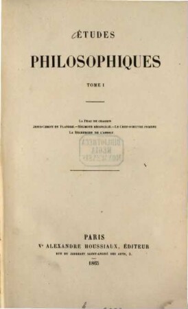 Oeuvres complètes de H. de Balzac. 14, La comédie humaine; 2: Etudes philosophiques; 1