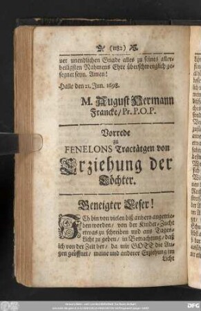 [17.] Vorrede zu Fenelons Tractätgen von Erziehung der Töchter.