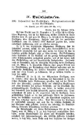 Lehrmittel der Volksschule. Religionsunterricht in der Volksschule : [IV. Volksschulwesen]