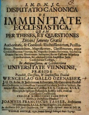 Disp. canon. de immunitate ecclesiastica