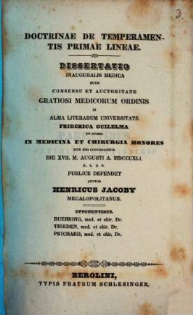 Doctrinae de temperamentis primae lineae