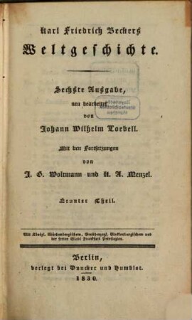 Karl Friedrich Becker's Weltgeschichte. 9
