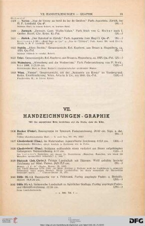 VII. Handzeichnungen – Graphik (Nr. 1036-96)