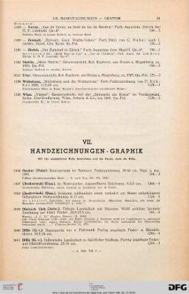 VII. Handzeichnungen – Graphik (Nr. 1036-96)